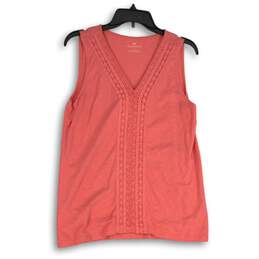 Talbots Womens Pink V-Neck Sleeveless Pullover Blouse Top Size Medium