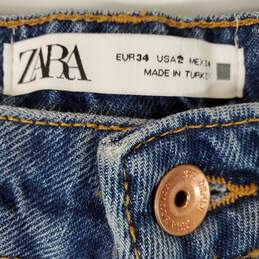 Zara Women Blue Straight Super High Rise Jeans Sz 2 NWT alternative image