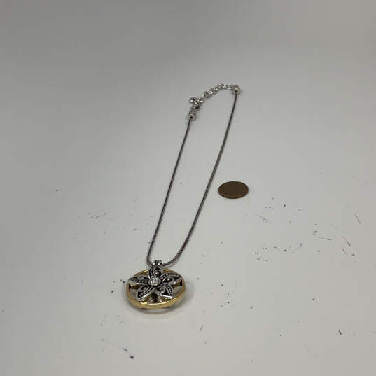 Designer Brighton Silver-Tone Adjustable Chain Floral Pendant Necklace image number 3