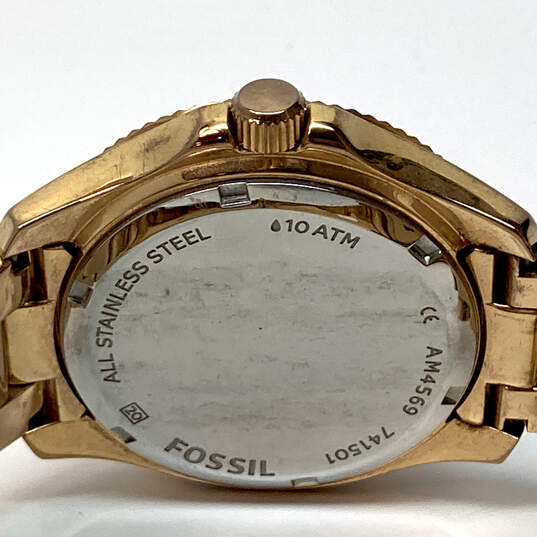 Designer Fossil AM4569 Gold-Tone Stainless Steel Analog Quartz Wristwatch image number 5