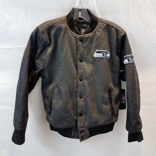 NFL Team Apparel Seattle Seahawks Varsity Jacket Youth Size L image number 1