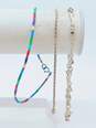 Sterling Silver Star Rope & Colorful Bead Anklets 12.3g image number 1