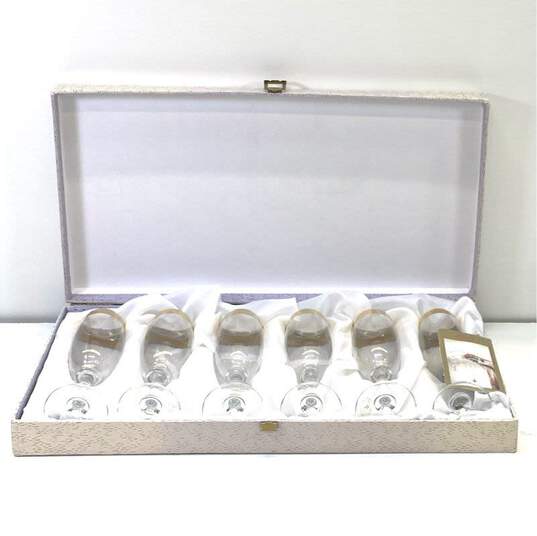 Set of 6 i Preziosi by C.F. Design Gold Rim Champagne Flutes in a Case image number 2