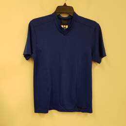 Mens Blue Short Sleeve V-Neck Casual Pullover T-Shirt Size Large