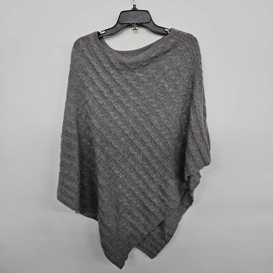 Asymmetrical Grey Cableknit Poncho image number 2