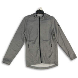 Mens Gray Long Sleeve Activewear Hooded Full-Zip Jacket Size Small