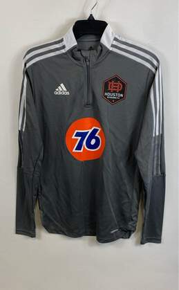 NWT Adidas Mens Gray Houston Dynamo Soccer FC Long Sleeve T-Shirt Size Small