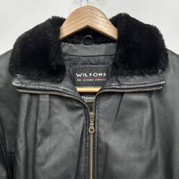 Wilsons Black Leather Belted Jacket Men's Size M alternative image