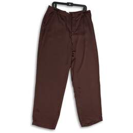 NWT Good American Womens Wine Red Slash Pocket Flat Front Dress Pants Size 14/32