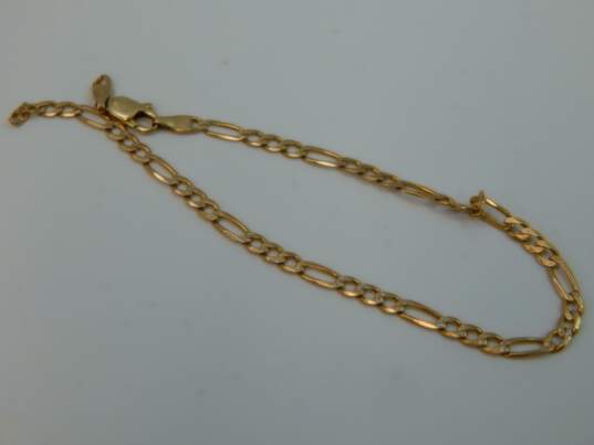 14K Yellow Gold Figaro Chain Bracelet FOR REPAIR 2.7g image number 1