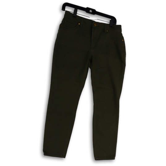 Womens Green Denim Dark Wash Pocket Stretch Straight Leg Jeans Size 8 image number 1