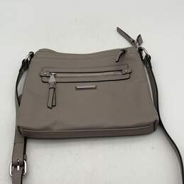 Dana Buchman Womens Gray Leather Zipper Adjustable Strap Crossbody Bag Purse