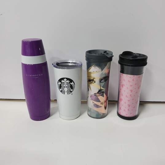 Batch Of 4 Different Size, Color And Design Starbucks Coffee Cups image number 1