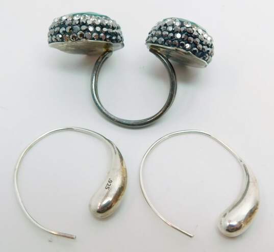 Artisan 925 Dyed Corundum & Crystal Ring w/ Jewelry 18.3g image number 2