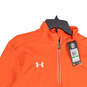 NWT Mens Orange 1/4 Zip Mock Neck Long Sleeve Athletic Jacket Size Large image number 3