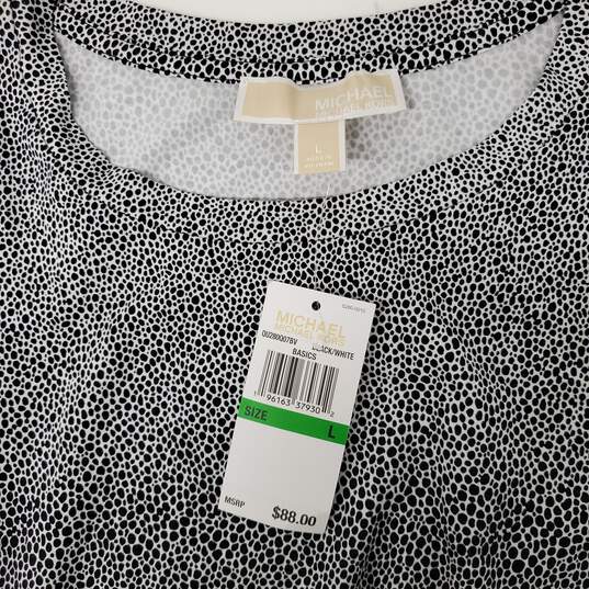 NWT Michael Kors WM's Black & White Dot Sheath Midi Dress Size L image number 4