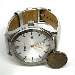 Designer Fossil BQ3353 White Leather Strap Analog Dial Quartz Wristwatch