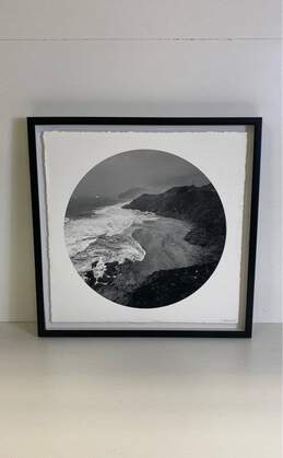 Ocean Cliffs with Circular Crop Photography by Marmont Signed. Framed