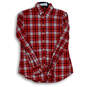 Womens White Red Check Soft Wash Long Sleeve Button-Up Shirt Size XS image number 1
