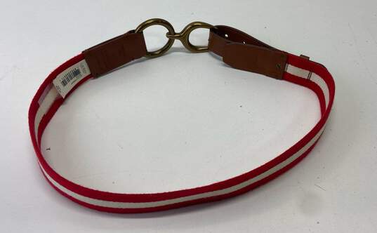 Lauren By Ralph Lauren Barrington Striped Red White Belt Size S image number 6