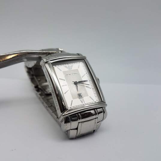 Emporio Armani AR9026L 25mm Rectangular Solid St. Steel 5ATM W.R. Date Watch 101g image number 7