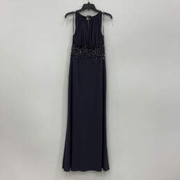 Womens Gray Embellished Ruched Sleeveless Halter Neck Maxi Dress Size 4