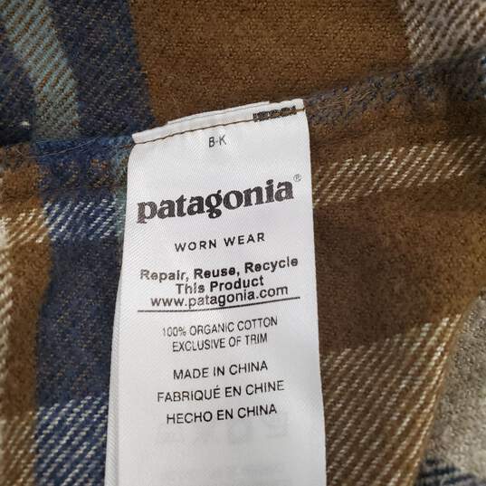 Patagonia Men Olive Plaid Button Up SZ L image number 4