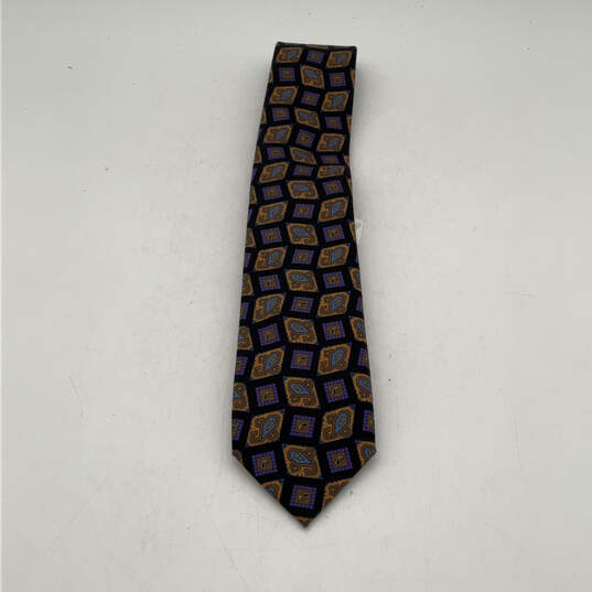 NWT Mens Multicolor Silk Four-In-Hand Adjustable Formal Pointed Neck Tie image number 1