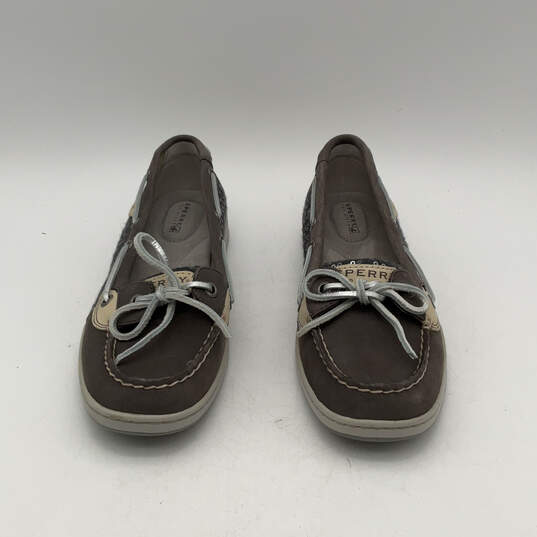 Womens Gray Leather Angel Fish Sequin Slip-On Boat Shoes Size 8.5 image number 1