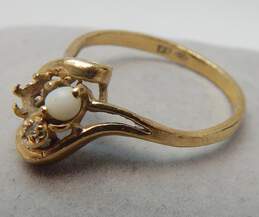 Vintage 10K Yellow Gold Seed Pearl & Diamond Accent Ring 1.5g alternative image