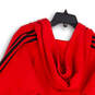 Womens Red Black Striped Long Sleeve Pockets Full-Zip Hoodie Size Medium image number 4