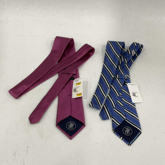 NWT Lot of 2 Mens Multicolor Striped Silk Adjustable Designer Neckties image number 1