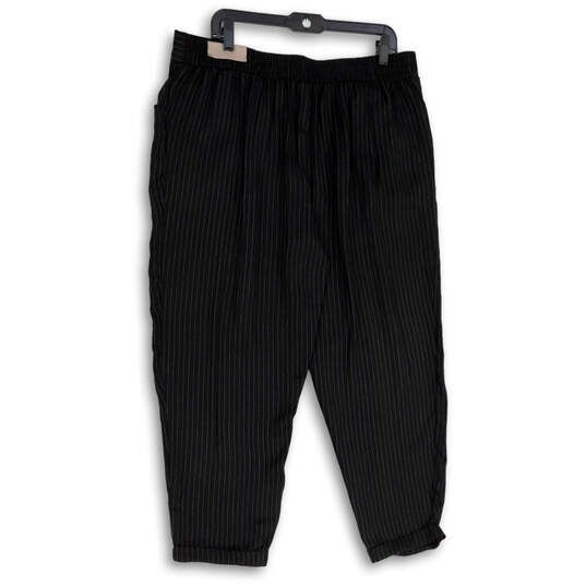 NWT Womens Black Striped Drawstring Waist Cuffed Hem Cropped Pants Size 18W image number 2