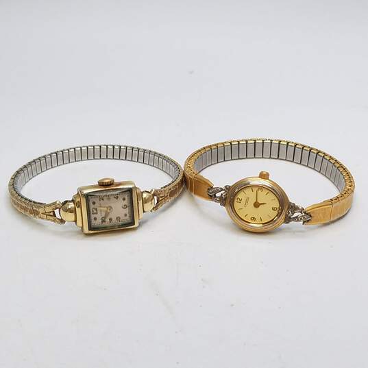 Hamilton 14k Gold Filled Caravelle Diamond Ladies Quartz Watch Collection image number 7