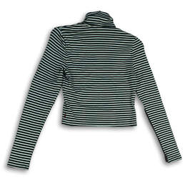Womens Black Green Striped Long Sleeve Turtleneck Pullover Sweater Size S alternative image