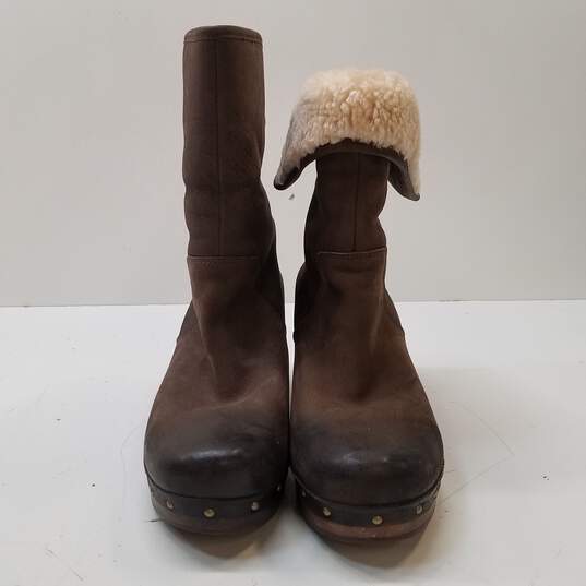 Ugg Women's W Bellevue II 1914 Shearling Brown Leather Boots Size. 6.5 image number 5