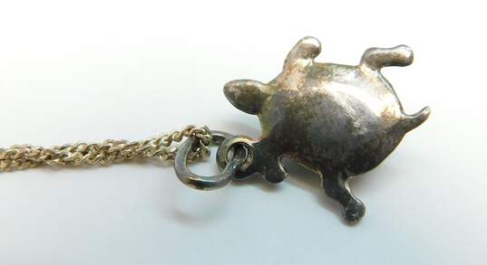 (G)  Artisan 925 Puffed Turtle Pendant Necklace & Flat Tapered Hoop Earrings image number 4