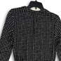 Womens Black Check Quarter Zip Cinched Waist Long Sleeve A-Line Dress Sz S image number 4