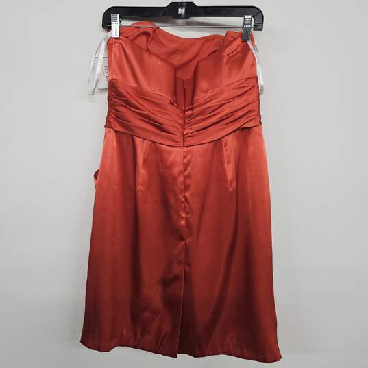 Orange Strapless Mini Dress With Pockets image number 2