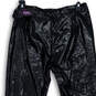 NWT Womens Black Flat Front Skinny Leg Faux Leather Cropped Pants Size 2XL image number 3
