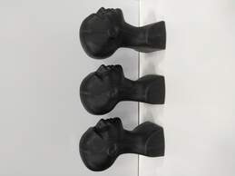 Bundle of 3 Black Plastic Male Mannequin Heads alternative image