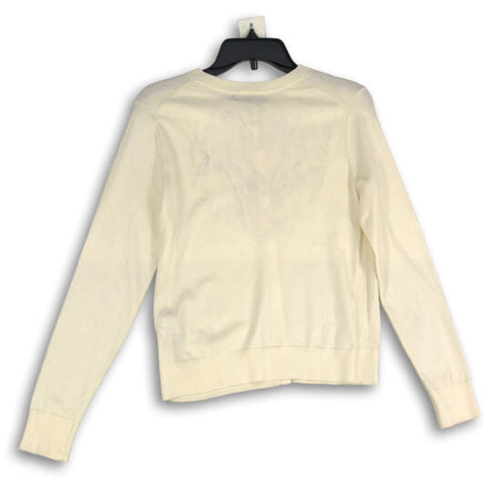 NWT Womens White Long Sleeve Tight-Knit Button Front Cardigan Sweater Sz S image number 4