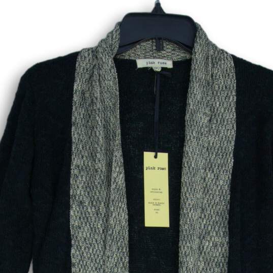 NWT Pink Rose Womens Black Beige Knitted Open Front Cardigan Sweater Size XS image number 3