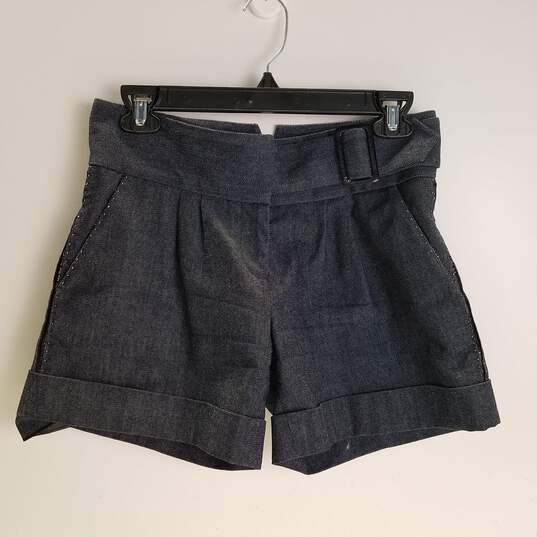 Womens Black Stretch Adjustable Slash Pockets Hot Pants Shorts Size 4 image number 1