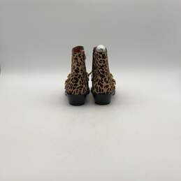 NWT Womens Brown Black Animal Print Calf Fur Side Zip Ankle Booties Size 5 alternative image
