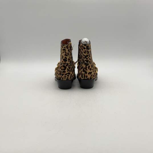 NWT Womens Brown Black Animal Print Calf Fur Side Zip Ankle Booties Size 5 image number 2