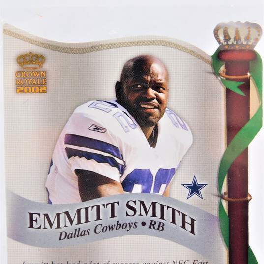 2002 HOF Emmitt Smith Pacific Crown Royale Red /525 Die-Cut Dallas Cowboys image number 3