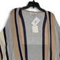NWT Womens Multicolor Striped Tight-Knit Open Front Cardigan Sweater Size L image number 3