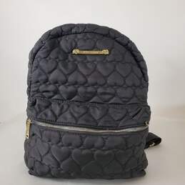 Betsey Johnson Black Nylon Quilted Hearts Backpack Bag