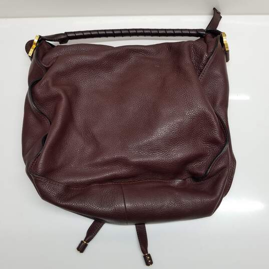 AUTHENTICATED Chloe Marcia Purple Calfskin Leather Hobo Handbag image number 2
